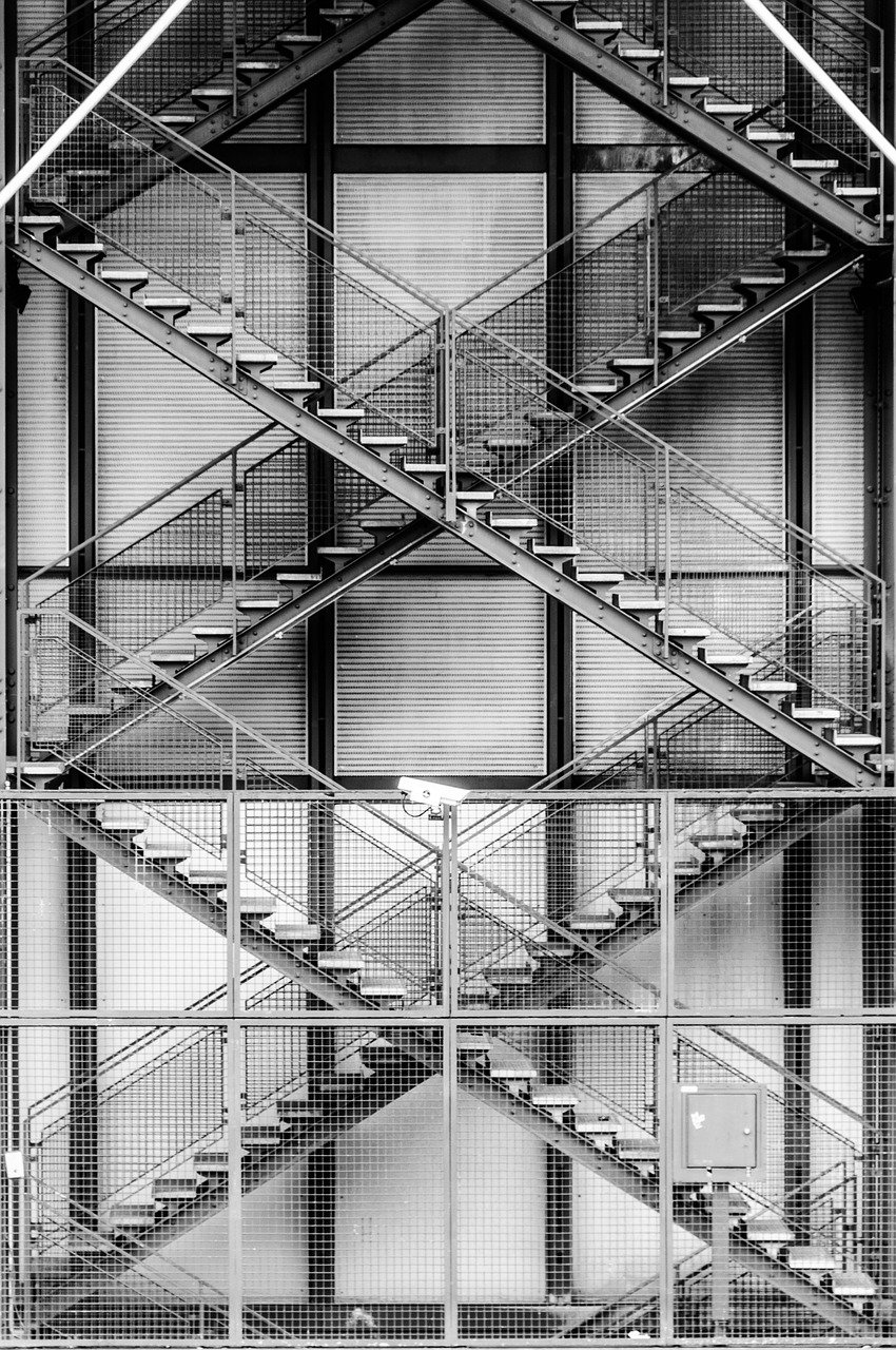 architecture, stairs, steel